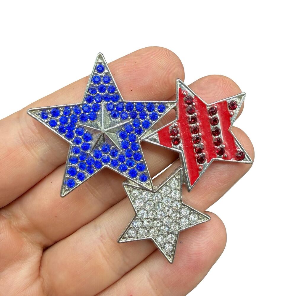 Vintage Star Brooch USA Pin United States Flag Brooch 4th of July Jewelry